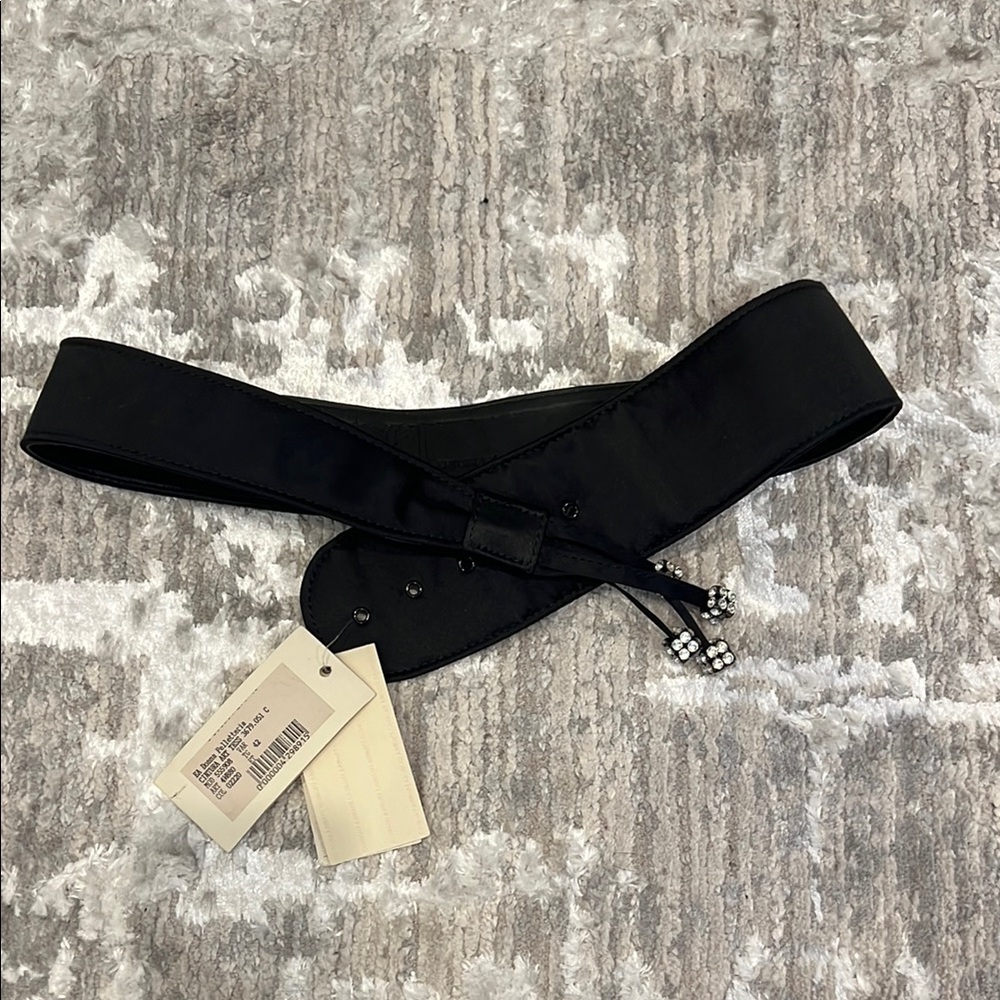 EMPORIO ARMANI Elegant Black Satin Waist Belt size:42 Holiday outfit